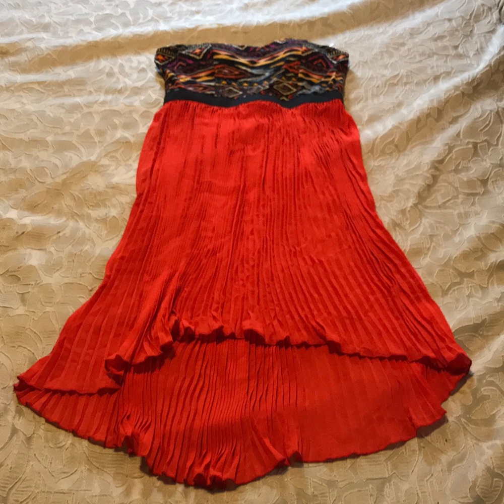 Aztec print strapless dress